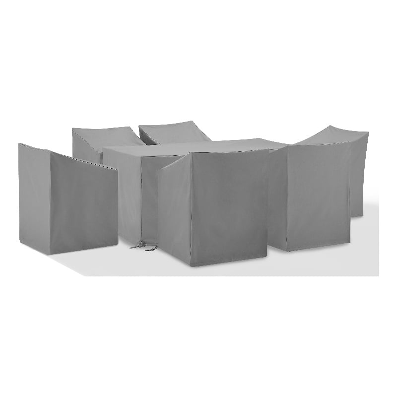 Crosley Furniture 7-Piece Vinyl Outdoor Dining Furniture Cover Set in Gray