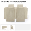 Crosley Furniture 5-Piece Vinyl Outdoor Dining Furniture Cover Set in Tan