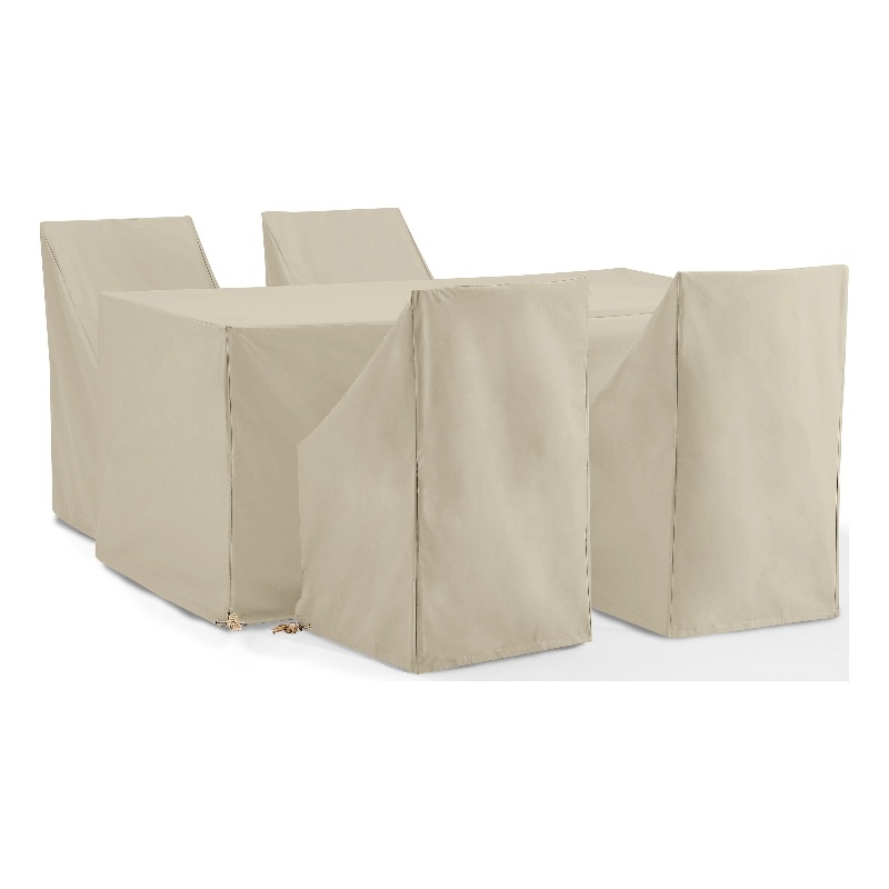 Crosley Furniture 5-Piece Vinyl Outdoor Dining Furniture Cover Set in Tan
