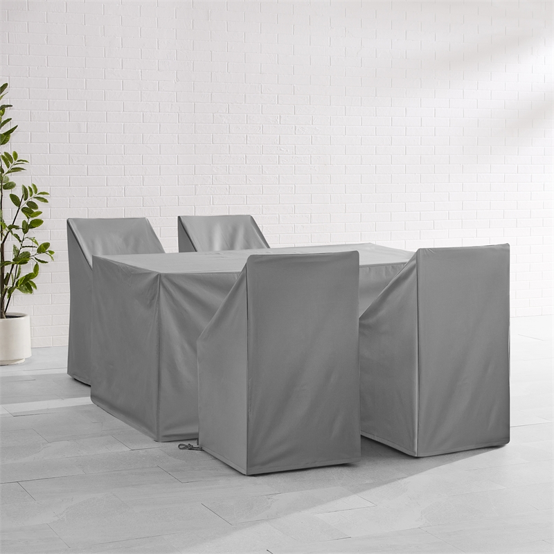 Crosley Furniture 5-Piece Vinyl Outdoor Dining Furniture Cover Set in Gray