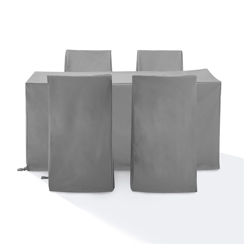Crosley Furniture 5-Piece Vinyl Outdoor Dining Furniture Cover Set in Gray