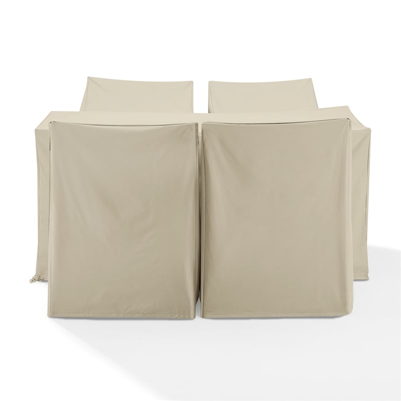 crosley furniture 5pc vinyl outdoor dining furniture cover set in tan