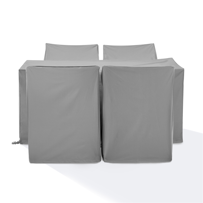 Crosley Furniture 5PC Vinyl Outdoor Dining Furniture Cover Set in Gray