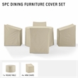 Crosley Furniture 5PC Round Vinyl Outdoor Dining Furniture Cover Set in Tan