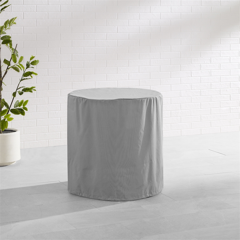 Crosley Furniture Round Vinyl Outdoor Bistro Table Furniture Cover in Gray