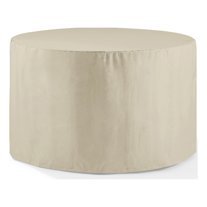 Crosley Furniture Round Vinyl Outdoor Dining Table Furniture Cover in Tan
