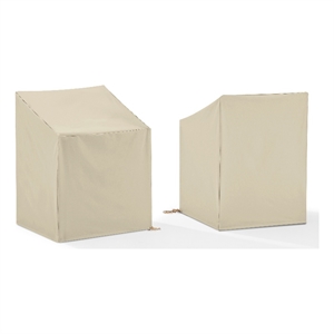 Crosley Furniture 2-Piece Vinyl Outdoor Arm Chair Furniture Cover Set in Tan