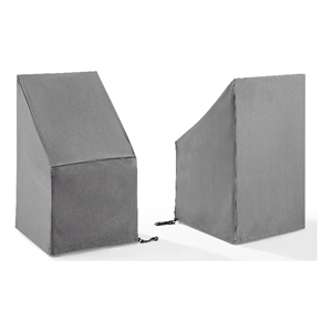 Crosley Furniture 2-Piece Vinyl Outdoor Side Chair Furniture Cover Set in Gray