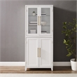 Crosley Furniture Roarke Wood Pantry Storage Cabinet w/ Glass Door Hutch - White