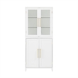 Crosley Furniture Roarke Wood Pantry Storage Cabinet w/ Glass Door Hutch - White
