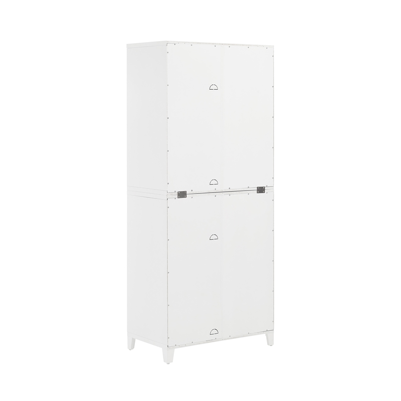 Crosley Furniture Roarke Wood Pantry Storage Cabinet w/ Glass Door Hutch - White