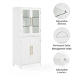 Crosley Furniture Roarke Wood Pantry Storage Cabinet w/ Glass Door Hutch - White