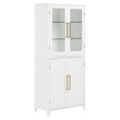 Crosley Furniture Roarke Wood Pantry Storage Cabinet w/ Glass Door Hutch - White