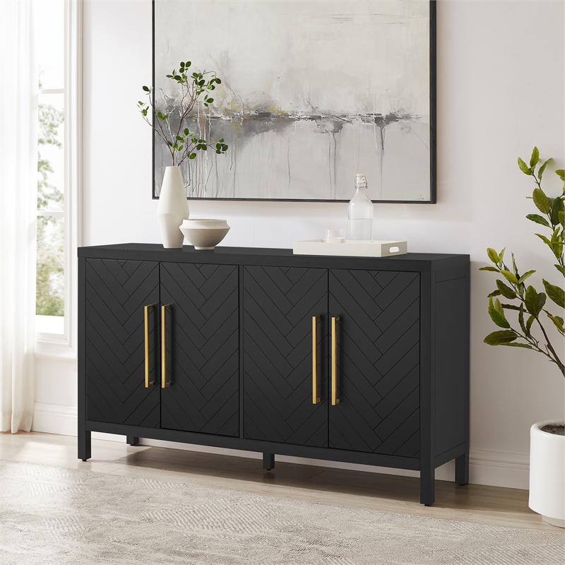 Crosley Furniture Darcy Modern Mdf Wood Sideboard In Matte Black 