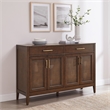 Crosley Furniture Milo Modern Wood Sideboard in Dark Brown/Antique Brass