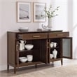 Crosley Furniture Milo Modern Wood Sideboard in Dark Brown/Antique Brass