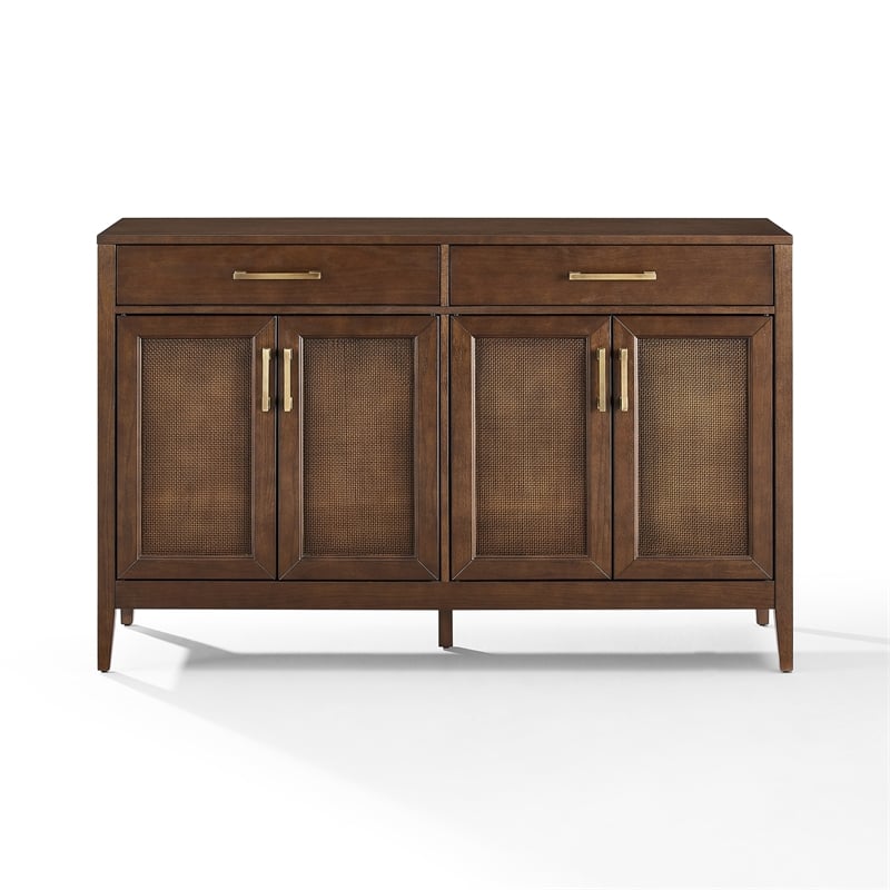 Crosley Furniture Milo Modern Wood Sideboard in Dark Brown/Antique Brass