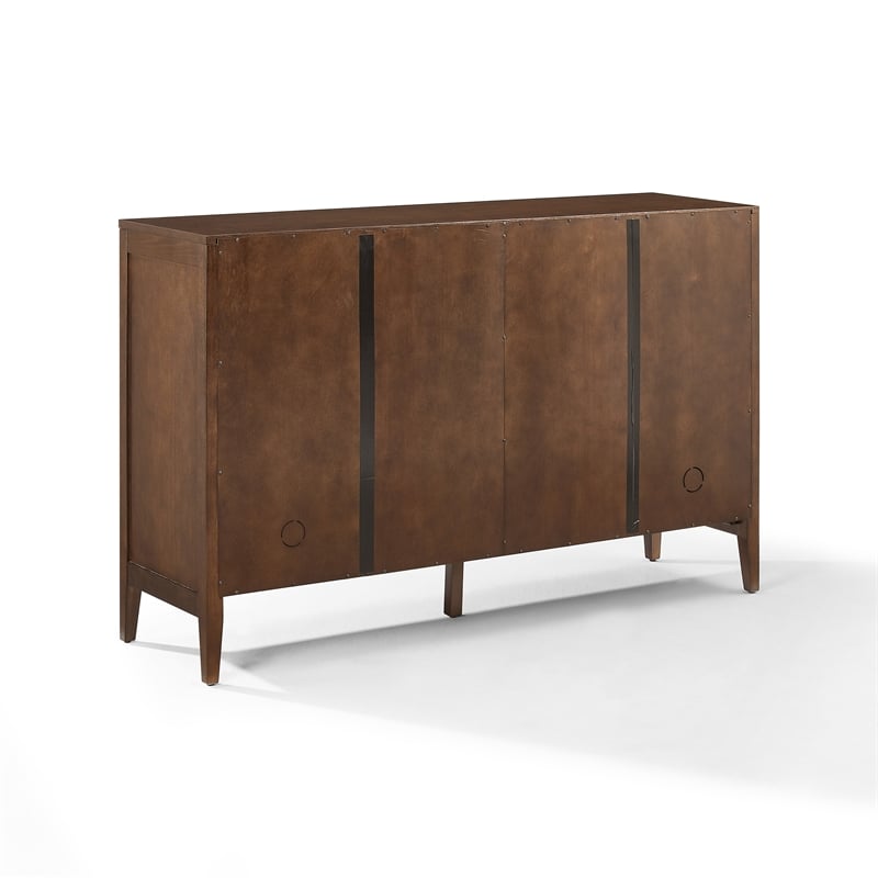 Crosley Furniture Milo Modern Wood Sideboard in Dark Brown/Antique Brass