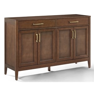 Crosley Furniture Milo Modern Wood Sideboard in Dark Brown/Antique Brass