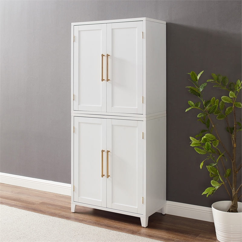 Crosley Furniture Roarke Modern Wood Kitchen Pantry Storage Cabinet in White