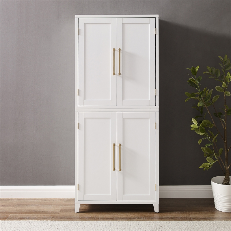 Crosley Furniture Roarke Modern Wood Kitchen Pantry Storage Cabinet in White