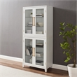 Crosley Furniture Roarke Glass Door Wood Kitchen Pantry Storage Cabinet - White
