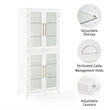 Crosley Furniture Roarke Glass Door Wood Kitchen Pantry Storage Cabinet - White