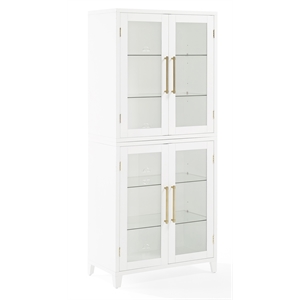 Crosley Furniture Roarke Glass Door Wood Kitchen Pantry Storage Cabinet - White