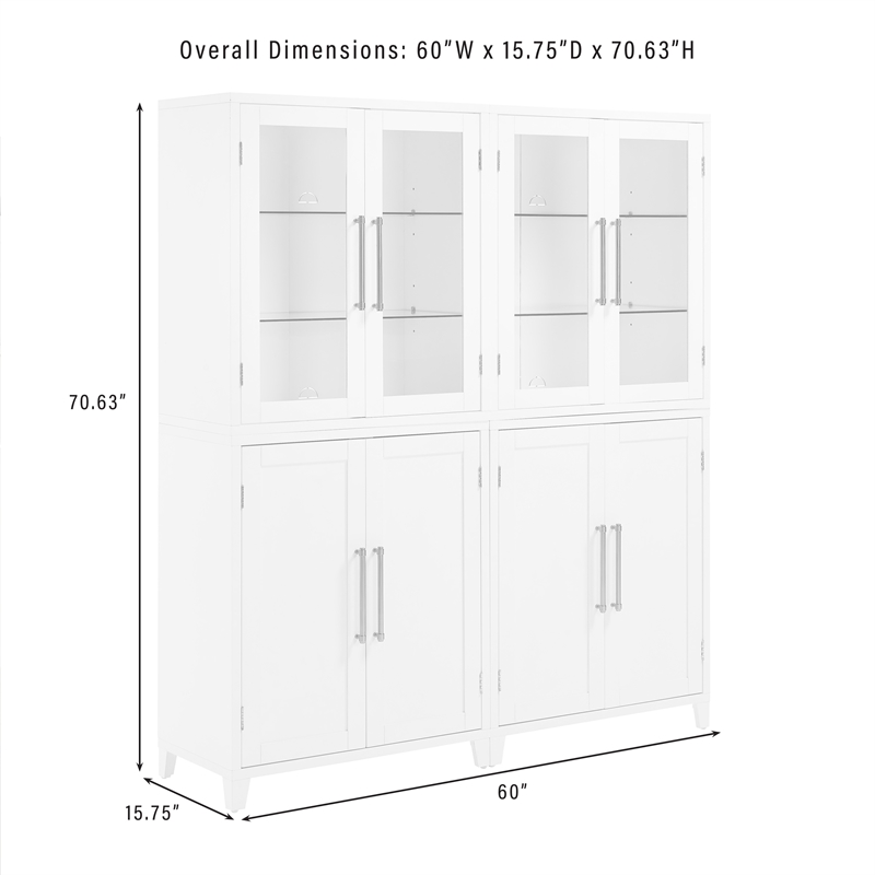 Crosley Furniture Roarke 2-Piece Glass Door Wood Pantry Storage Cabinet in White