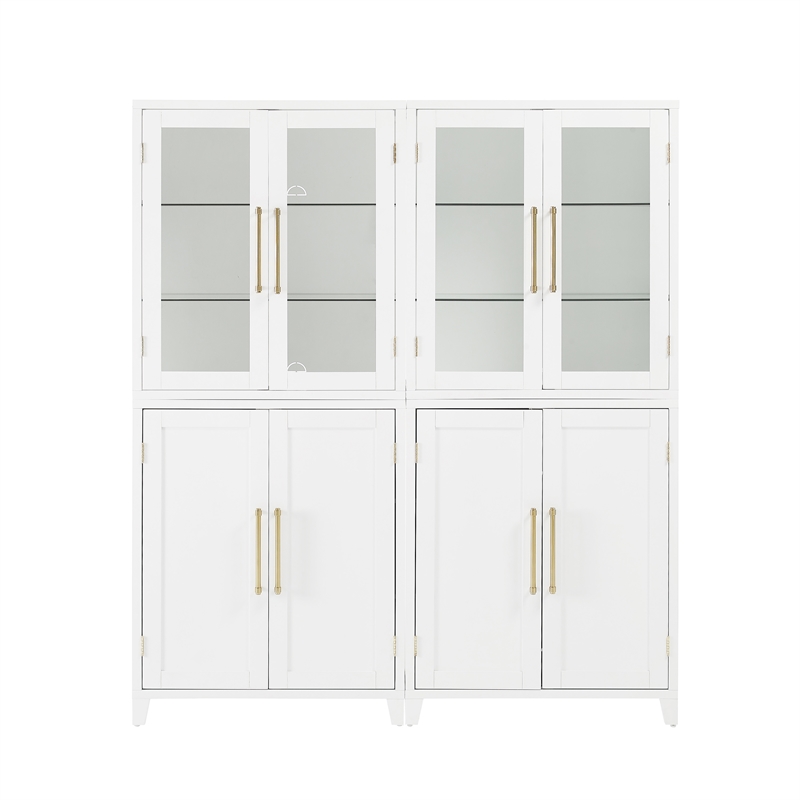Crosley Furniture Roarke 2-Piece Glass Door Wood Pantry Storage Cabinet in White