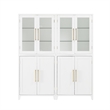 Crosley Furniture Roarke 2-Piece Glass Door Wood Pantry Storage Cabinet in White