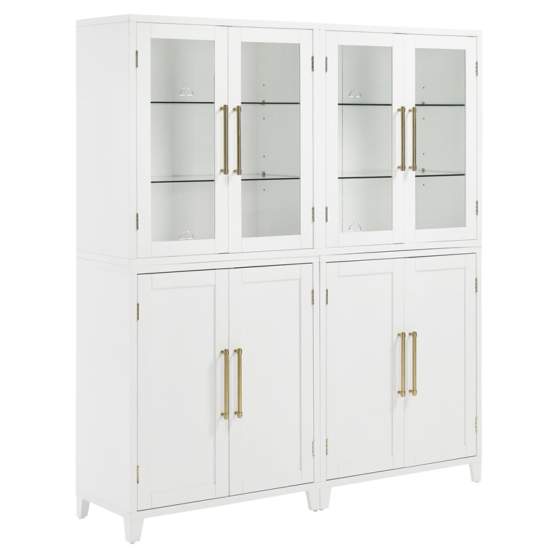 Crosley Furniture Roarke 2-Piece Glass Door Wood Pantry Storage Cabinet in White