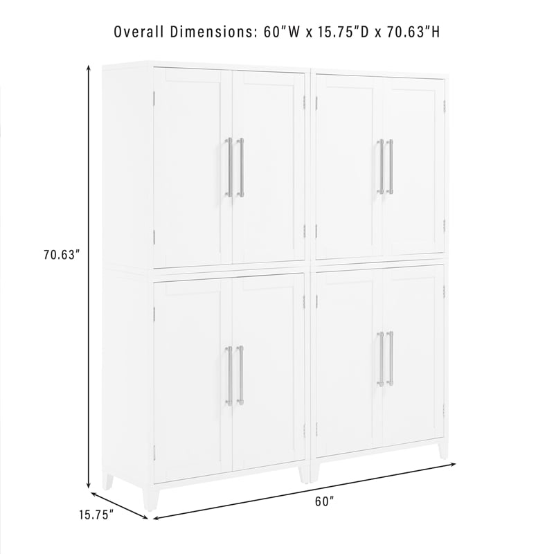 Crosley Furniture Roarke Wood Kitchen Pantry Storage Cabinet in White (Set of 2)