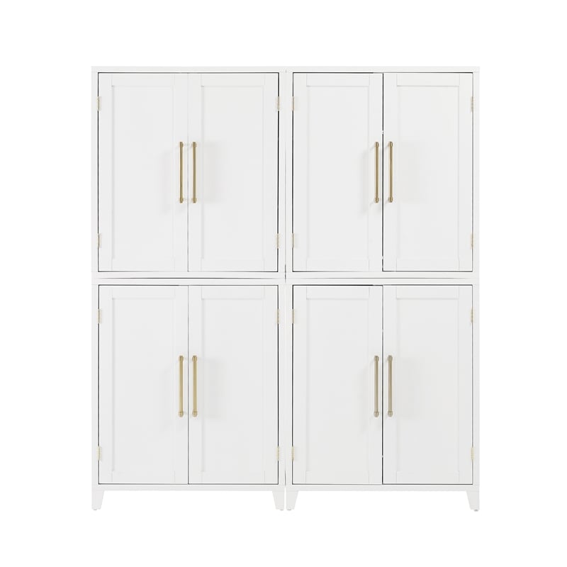 Crosley Furniture Roarke Wood Kitchen Pantry Storage Cabinet in White (Set of 2)