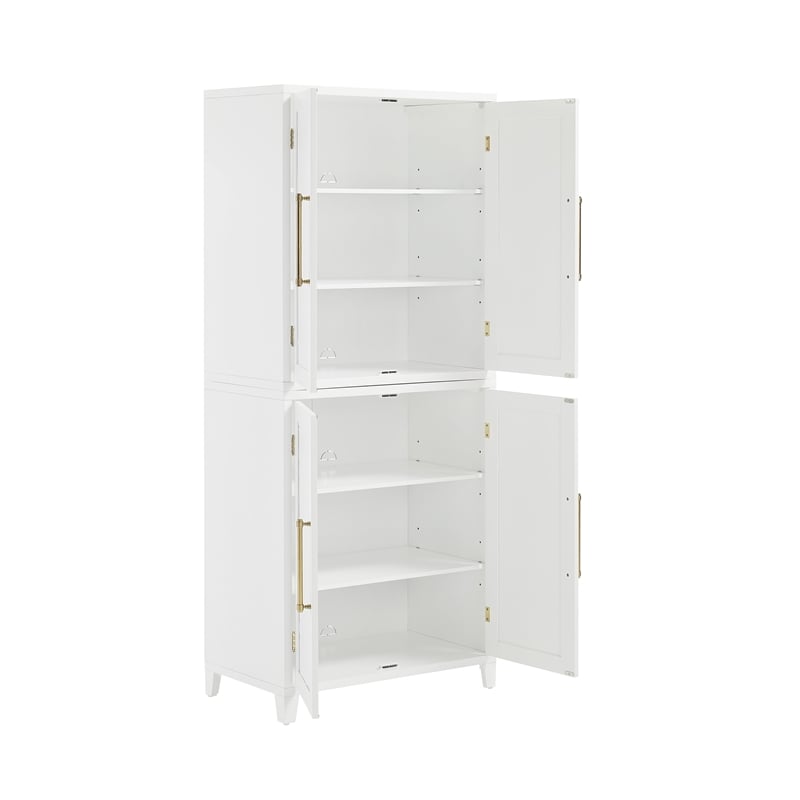 Crosley Furniture Roarke Wood Kitchen Pantry Storage Cabinet in White (Set of 2)