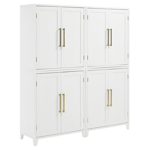 Crosley Furniture Roarke Wood Kitchen Pantry Storage Cabinet in White (Set of 2)