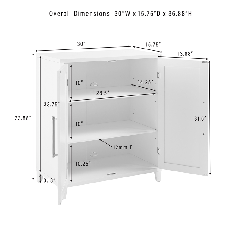 Crosley Furniture Roarke Stackable Wood Kitchen Pantry Storage Cabinet in White