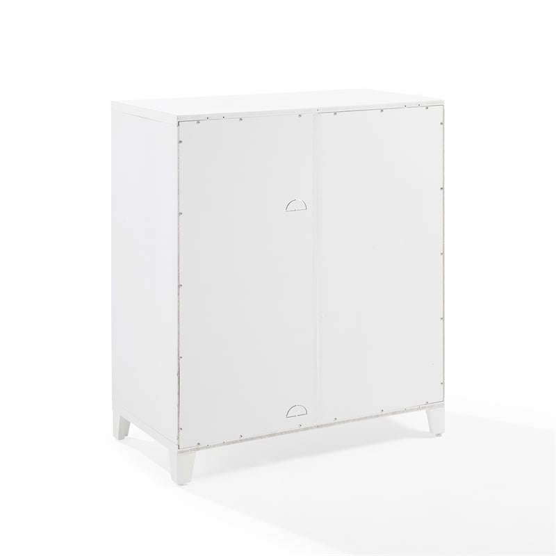 Crosley Furniture Roarke Glass Door Wood Kitchen Pantry Storage Cabinet in White