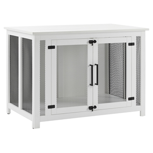 Crosley Furniture Dane Credenza Transitional Wood Dog Crate in White