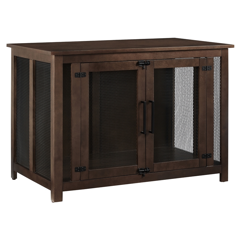 Picture of Crosley Furniture Dane Credenza Transitional Wood Dog Crate in Dark ...