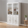 Crosley Furniture Stanton 2-PC Wood/Metal Bar Cabinet Set in White (Set of 2)