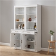 Crosley Furniture Stanton 2-PC Wood/Metal Bar Cabinet Set in White (Set of 2)