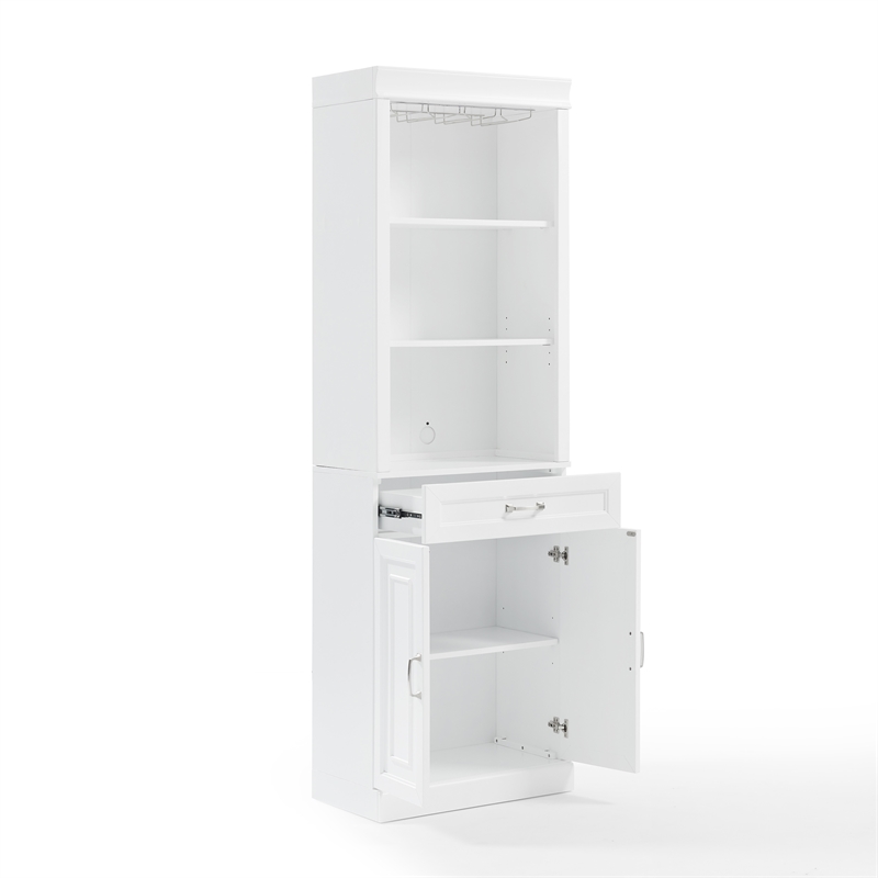 Crosley Furniture Stanton 2-PC Wood/Metal Bar Cabinet Set in White (Set of 2)