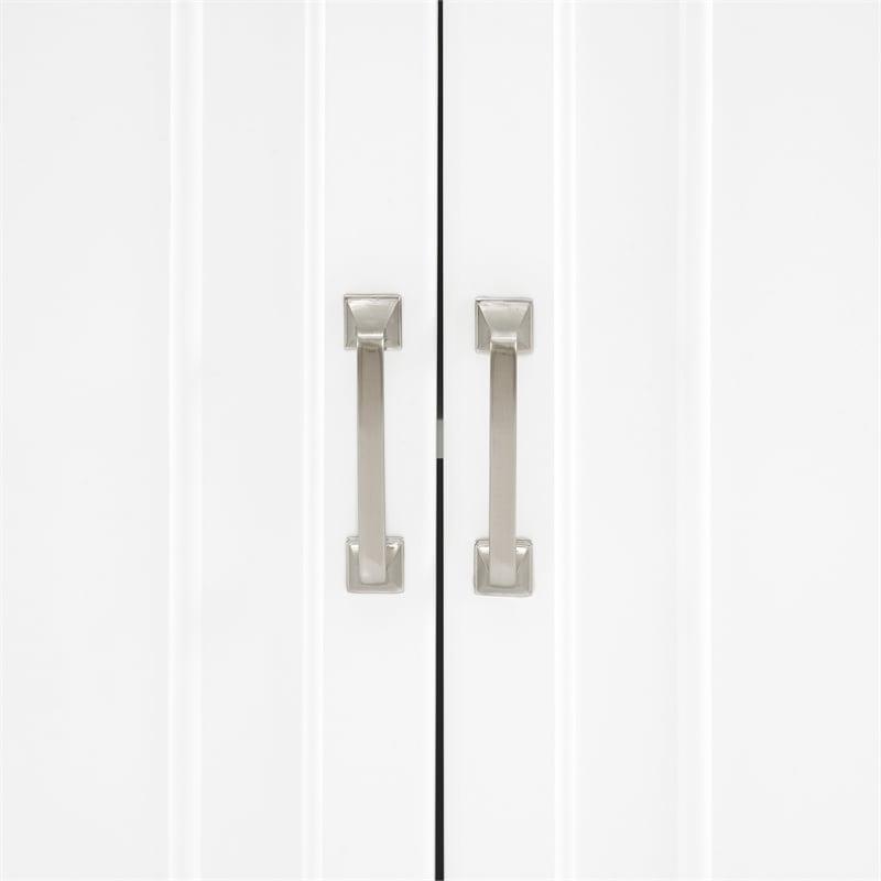 Crosley Furniture Stanton 2-PC Wood/Metal Bar Cabinet Set in White (Set of 2)