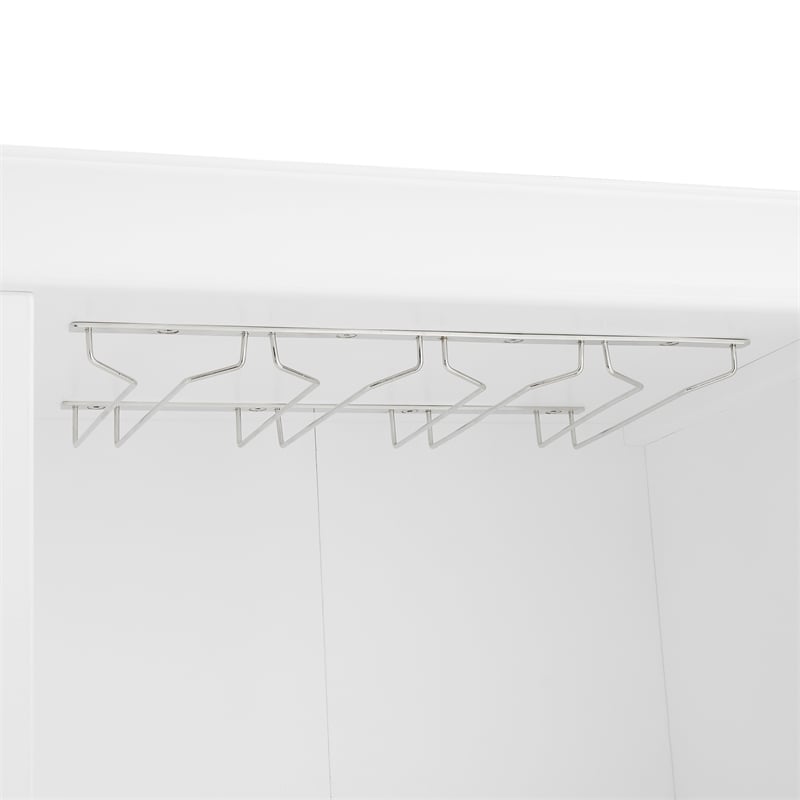 Crosley Furniture Stanton 2-PC Wood/Metal Bar Cabinet Set in White (Set of 2)
