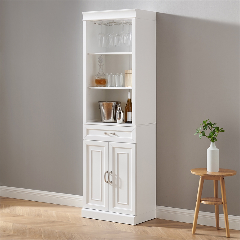 Crosley Furniture Stanton Traditional Wood/Metal Bar Cabinet in White