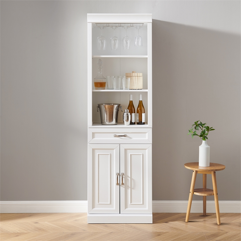 Crosley Furniture Stanton Traditional Wood/Metal Bar Cabinet in White