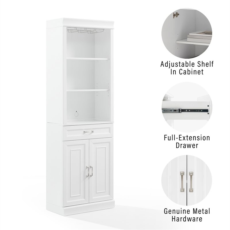Crosley Furniture Stanton Traditional Wood/Metal Bar Cabinet in White