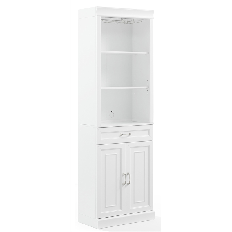 Crosley Furniture Stanton Traditional Wood/Metal Bar Cabinet in White