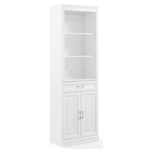 crosley furniture stanton traditional wood/metal bar cabinet in white
